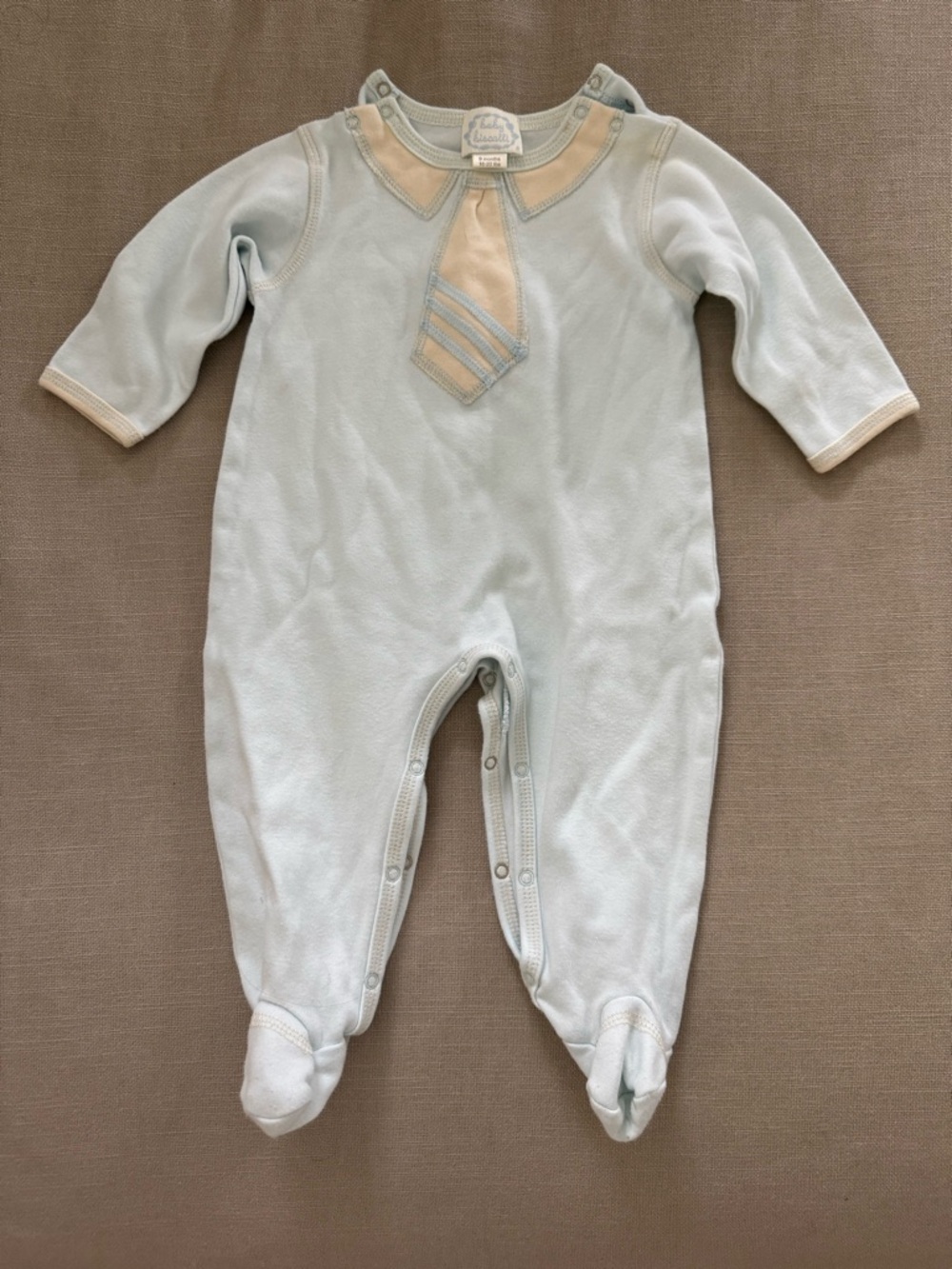 Biscotti Pale Blue and Cream Footed One-Piece